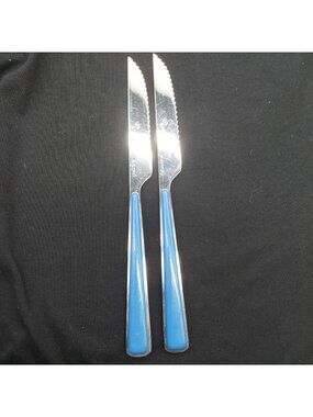 Fiesta Blue Steak Knives Set of 2 Stainless Steel Serrated 9"